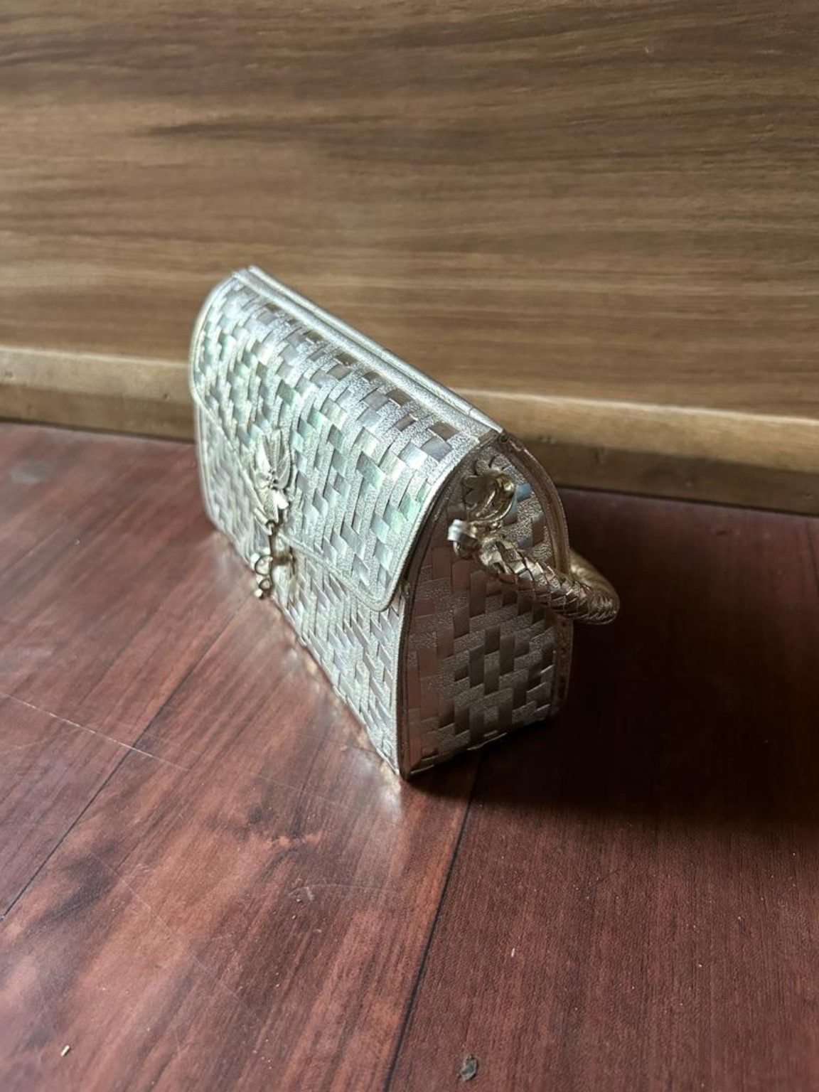 Silver Woven Clutch